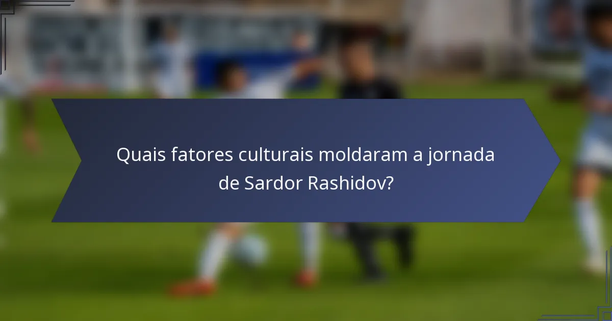 Quais fatores culturais moldaram a jornada de Sardor Rashidov?